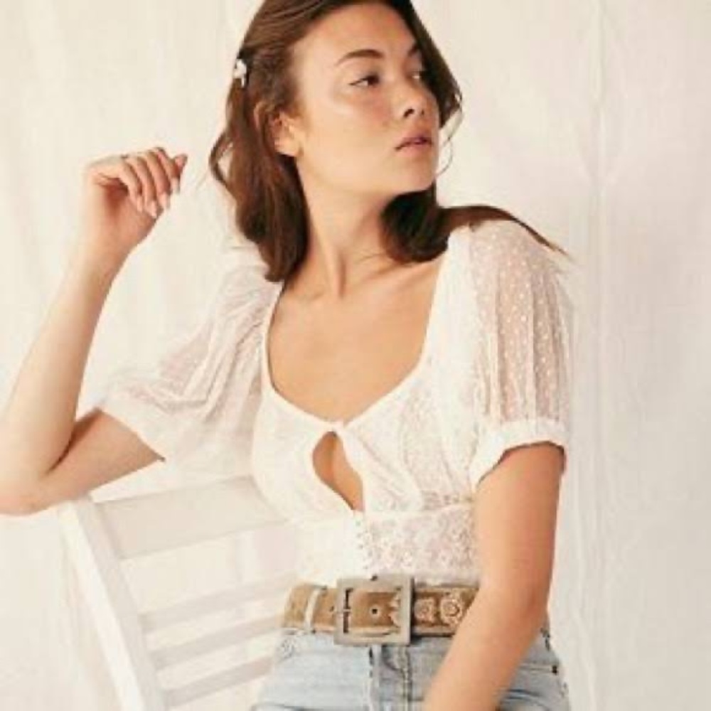 NWT Free People Heartstrings Cropped Top Ivory Cream Size X-Small